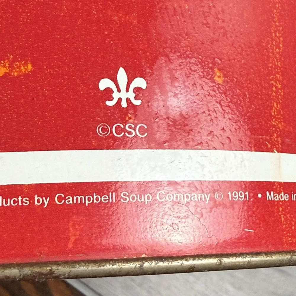 Vintage Campbell Soup Company Campbell Kids Wastebasket Red Metal USA Kitchen